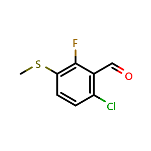 Chemical structure of 6-Chloro-2-fluoro-3-(methylthio)benzaldehyde , CAS 2734779-61-2, AChemBlock AD283807
