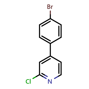 Chemical structure of 4-(4-Bromophenyl)-2-chloropyridine , CAS 1449123-49-2, AChemBlock AD283810