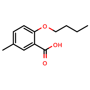 Chemical structure of 2-Butoxy-5-methylbenzoic acid , CAS 105475-92-1, AChemBlock AD283811