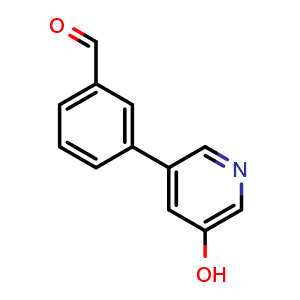 Chemical structure of 3-(5-Hydroxypyridin-3-yl)benzaldehyde , CAS 1261956-47-1, AChemBlock AD283822