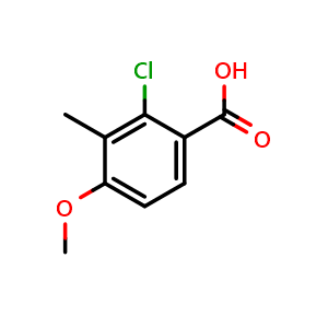 Chemical structure of 2-Chloro-4-methoxy-3-methylbenzoic acid , CAS 196819-88-2, AChemBlock AD283824