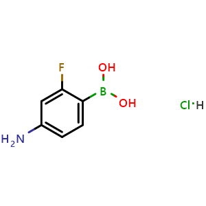 Chemical structure of (4-Amino-2-fluorophenyl)boronic acid hydrochloride , CAS 3052097-55-6, AChemBlock AD283840