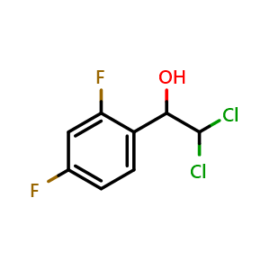 Chemical structure of 2,2-Dichloro-1-(2,4-difluorophenyl)ethanol , CAS 2734779-77-0, AChemBlock AD283843