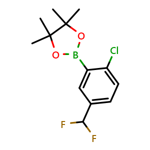 Chemical structure of 2-(2-Chloro-5-(difluoromethyl)phenyl)-4,4,5,5-tetramethyl-1,3,2-dioxaborolane , CAS 2922292-51-9, AChemBlock AD283844