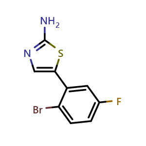 Chemical structure of 5-(2-Bromo-5-fluorophenyl)thiazol-2-amine , CAS 1695145-66-4, AChemBlock AD283849