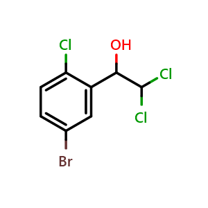 Chemical structure of 1-(5-Bromo-2-chlorophenyl)-2,2-dichloroethanol , CAS 2734775-66-5, AChemBlock AD283850