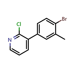 Chemical structure of 3-(4-Bromo-3-methylphenyl)-2-chloropyridine , CAS 2734777-91-2, AChemBlock AD283855