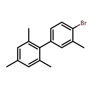 Chemical structure of 4'-Bromo-2,3',4,6-tetramethyl-1,1'-biphenyl , CAS 2734775-59-6, AChemBlock AD283857