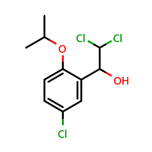 Chemical structure of 2,2-Dichloro-1-(5-chloro-2-isopropoxyphenyl)ethanol , CAS 2734776-19-1, AChemBlock AD283871