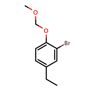 Chemical structure of 2-Bromo-4-ethyl-1-(methoxymethoxy)benzene , CAS 1621222-48-7, AChemBlock AD283874