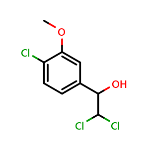 Chemical structure of 2,2-Dichloro-1-(4-chloro-3-methoxyphenyl)ethanol , CAS 2734773-70-5, AChemBlock AD283875