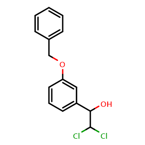 Chemical structure of 1-(3-(Benzyloxy)phenyl)-2,2-dichloroethanol , CAS 2734776-54-4, AChemBlock AD283877