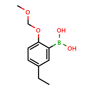 Chemical structure of (5-Ethyl-2-(methoxymethoxy)phenyl)boronic acid , CAS 2991855-21-9, AChemBlock AD283882