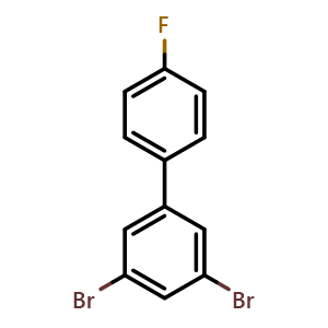 Chemical structure of 3,5-Dibromo-4'-fluoro-1,1'-biphenyl , CAS 1627114-31-1, AChemBlock AD283884