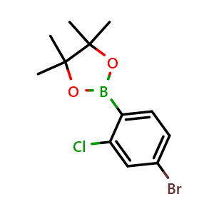 Chemical structure of 2-(4-Bromo-2-chlorophenyl)-4,4,5,5-tetramethyl-1,3,2-dioxaborolane , CAS 1325614-47-8, AChemBlock AD283886