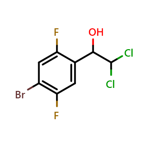 Chemical structure of 1-(4-Bromo-2,5-difluorophenyl)-2,2-dichloroethanol , CAS 2755724-82-2, AChemBlock AD283892