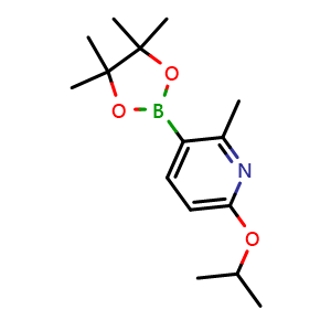 Chemical structure of 6-Isopropoxy-2-methyl-3-(4,4,5,5-tetramethyl-1,3,2-dioxaborolan-2-yl)pyridine , CAS 3054666-63-3, AChemBlock AD283900
