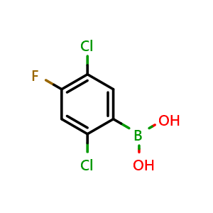 Chemical structure of (2,5-Dichloro-4-fluorophenyl)boronic acid , CAS 3028870-05-2, AChemBlock AD283901