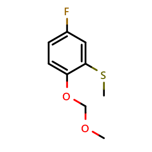 Chemical structure of (5-Fluoro-2-(methoxymethoxy)phenyl)(methyl)sulfane , CAS 2639795-69-8, AChemBlock AD283902