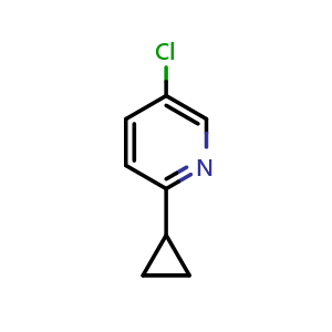 Chemical structure of 5-Chloro-2-cyclopropylpyridine , CAS 1369942-84-6, AChemBlock AD283911