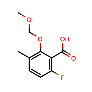 Chemical structure of 6-Fluoro-2-(methoxymethoxy)-3-methylbenzoic acid , CAS 2586126-37-4, AChemBlock AD283916