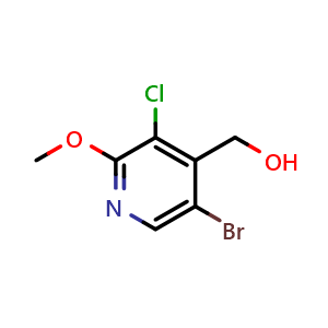 Chemical structure of (5-Bromo-3-chloro-2-methoxypyridin-4-yl)methanol , CAS 2734774-29-7, AChemBlock AD283928