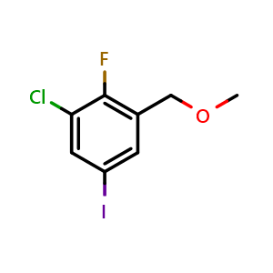 Chemical structure of 1-Chloro-2-fluoro-5-iodo-3-(methoxymethyl)benzene , CAS 2643368-07-2, AChemBlock AD283933