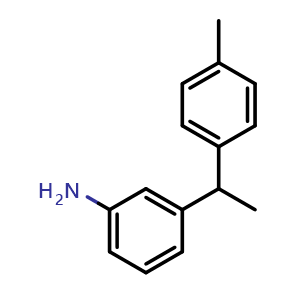 Chemical structure of 3-(1-(p-tolyl)ethyl)aniline , CAS 1190968-84-3, AChemBlock AD283934