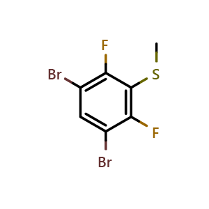 Chemical structure of (3,5-Dibromo-2,6-difluorophenyl)(methyl)sulfane , CAS 1805121-60-1, AChemBlock AD283936