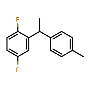 Chemical structure of 1,4-Difluoro-2-(1-(p-tolyl)ethyl)benzene , CAS 2484889-06-5, AChemBlock AD283938