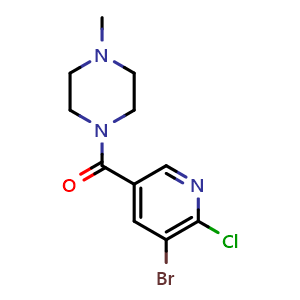 Chemical structure of (5-Bromo-6-chloropyridin-3-yl)(4-methylpiperazin-1-yl)methanone , CAS 2025208-54-0, AChemBlock AD283939