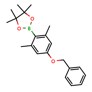 Chemical structure of 2-(4-(Benzyloxy)-2,6-dimethylphenyl)-4,4,5,5-tetramethyl-1,3,2-dioxaborolane , CAS 1823170-16-6, AChemBlock AD283945