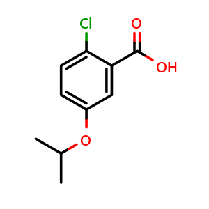 Chemical structure of 2-Chloro-5-isopropoxybenzoic acid , CAS 1369839-91-7, AChemBlock AD283950