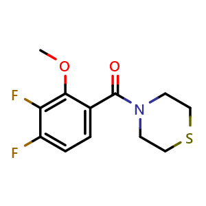 Chemical structure of (3,4-Difluoro-2-methoxyphenyl)(thiomorpholino)methanone , CAS 2643368-32-3, AChemBlock AD283952