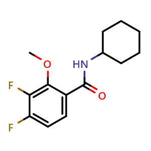Chemical structure of N-Cyclohexyl-3,4-difluoro-2-methoxybenzamide , CAS 2643367-42-2, AChemBlock AD283955