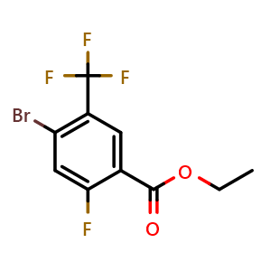 Chemical structure of Ethyl 4-bromo-2-fluoro-5-(trifluoromethyl)benzoate , CAS 2702711-46-2, AChemBlock AD283960
