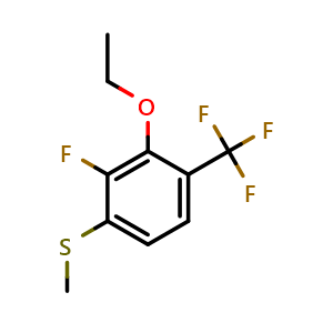 Chemical structure of (3-Ethoxy-2-fluoro-4-(trifluoromethyl)phenyl)(methyl)sulfane , CAS 2643368-33-4, AChemBlock AD283966