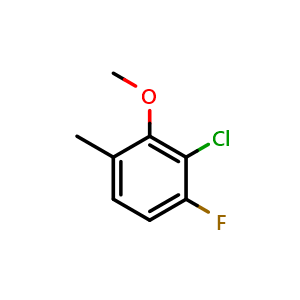 Chemical structure of 2-Chloro-1-fluoro-3-methoxy-4-methylbenzene , CAS 1807276-30-7, AChemBlock AD283971