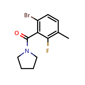 Chemical structure of (6-Bromo-2-fluoro-3-methylphenyl)(pyrrolidin-1-yl)methanone , CAS 2734778-46-0, AChemBlock AD283973