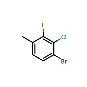Chemical structure of 1-Bromo-2-chloro-3-fluoro-4-methylbenzene , CAS 909122-30-1, AChemBlock AD283978