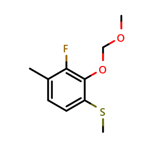 Chemical structure of (3-Fluoro-2-(methoxymethoxy)-4-methylphenyl)(methyl)sulfane , CAS 2643367-66-0, AChemBlock AD283984