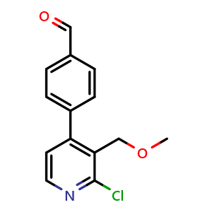 Chemical structure of 4-(2-Chloro-3-(methoxymethyl)pyridin-4-yl)benzaldehyde , CAS 2643368-34-5, AChemBlock AD283989