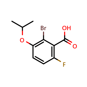 Chemical structure of 2-Bromo-6-fluoro-3-isopropoxybenzoic acid , CAS 2643367-86-4, AChemBlock AD283992