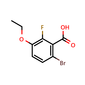 Chemical structure of 6-Bromo-3-ethoxy-2-fluorobenzoic acid , CAS 743467-22-3, AChemBlock AD283996