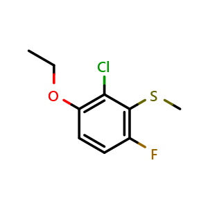 Chemical structure of (2-Chloro-3-ethoxy-6-fluorophenyl)(methyl)sulfane , CAS 2643368-53-8, AChemBlock AD283998