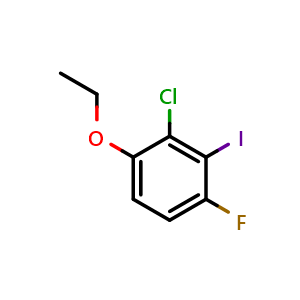Chemical structure of 2-Chloro-1-ethoxy-4-fluoro-3-iodobenzene , CAS 2383865-35-6, AChemBlock AD283999