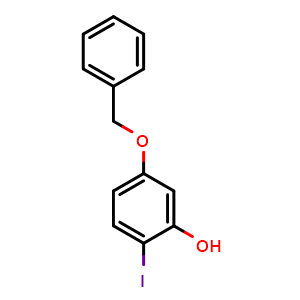 Chemical structure of 5-(Benzyloxy)-2-iodophenol , CAS 90408-82-5, AChemBlock AD284003