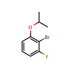 Chemical structure of 2-Bromo-1-fluoro-3-isopropoxybenzene , CAS 1369905-78-1, AChemBlock AD284005