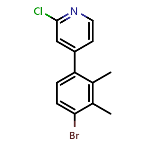 Chemical structure of 4-(4-Bromo-2,3-dimethylphenyl)-2-chloropyridine , CAS 2643367-63-7, AChemBlock AD284008