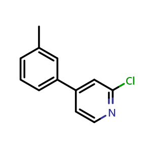 Chemical structure of 2-Chloro-4-(m-tolyl)pyridine , CAS 1512550-88-7, AChemBlock AD284009